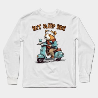 A cute teddy bear riding scooter bike Long Sleeve T-Shirt